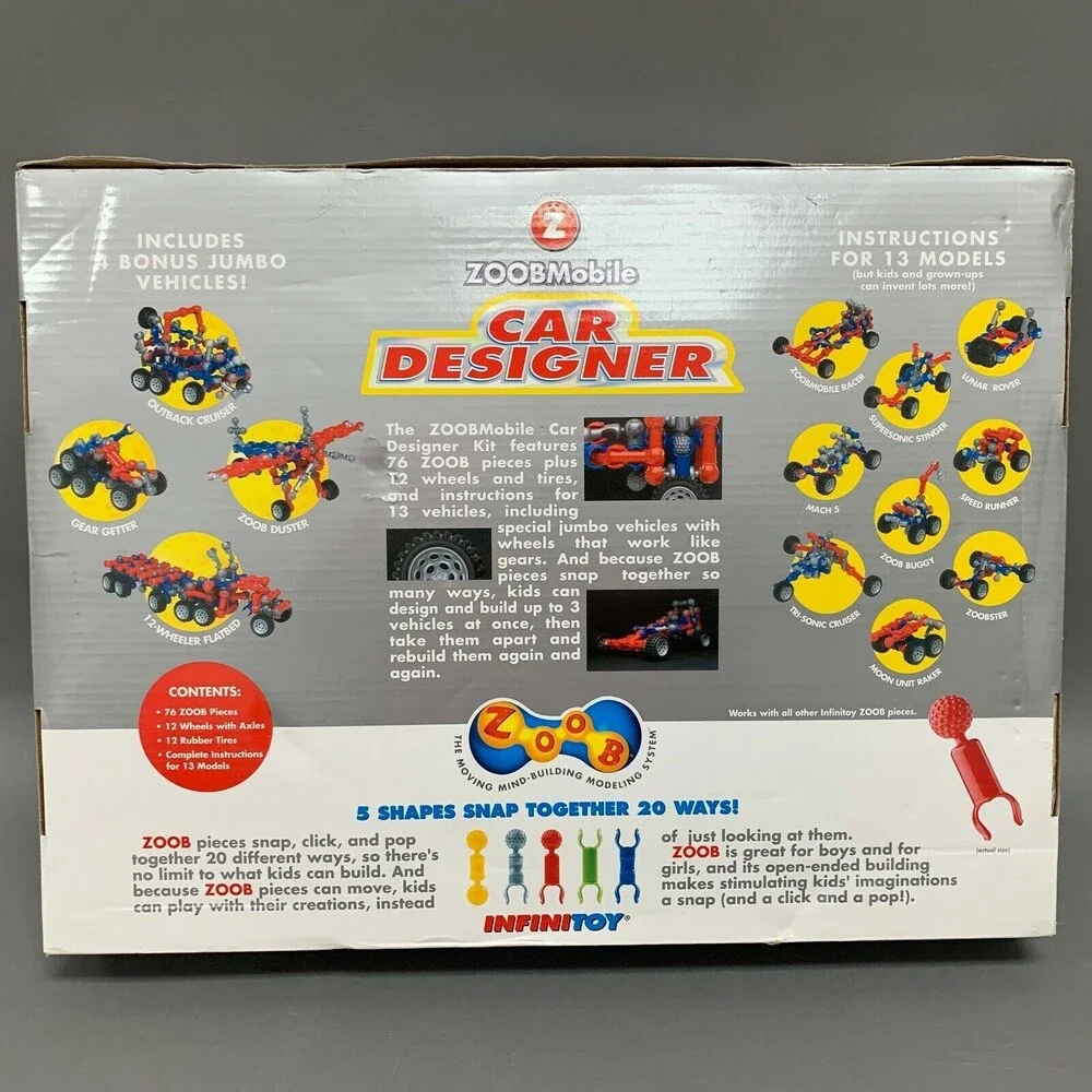 Infinitoy Zoobmobile Car Designer Create Dozens of Vehicles 76 Zoob Pieces - New